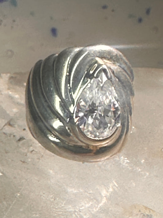 Vintage cz ring cigar band cocktail pinky size 4.75 Sterling silver women