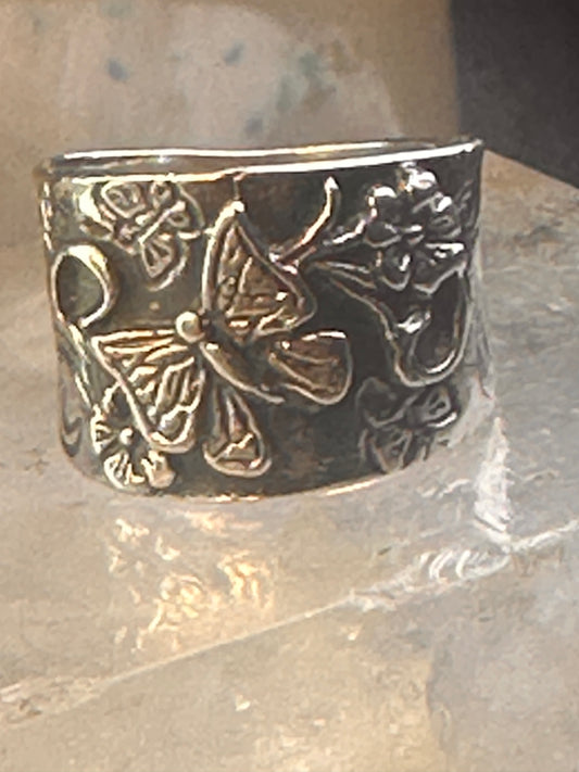 Butterfly ring Paz cigar band floral flowers Israel size 7 sterling silver women