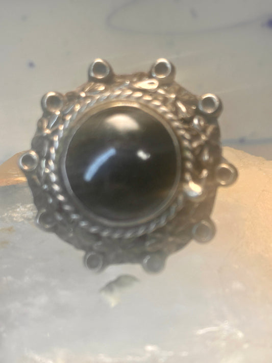 Vintage Mexican Sterling Silver Black Onyx Poison Locket Ring Size 8 - Adjustable Boho Band