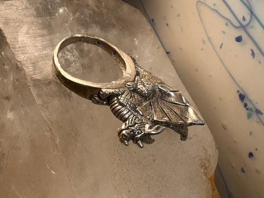 Dragon ring detailed band size 9.50 sterling silver women men