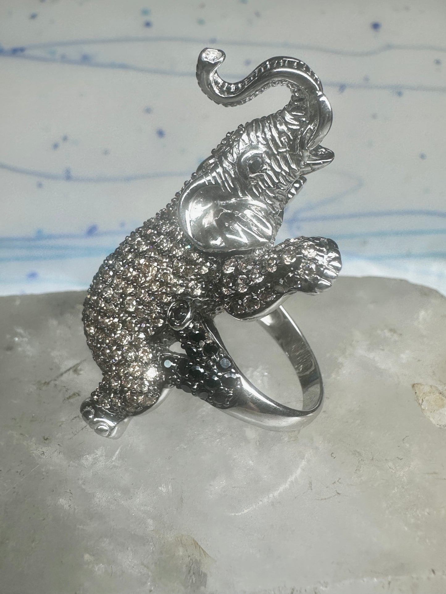Elephant ring size 9.25 CZ sterling silver women
