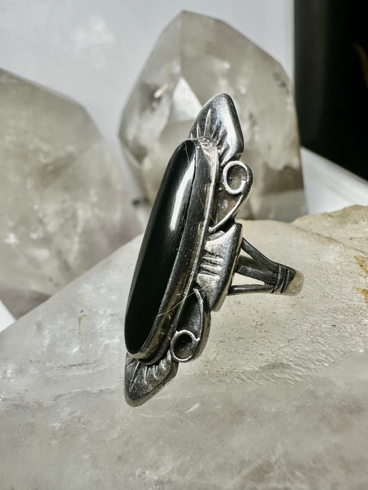 Long Onyx ring southwest size 5.75 sterling silver women girls