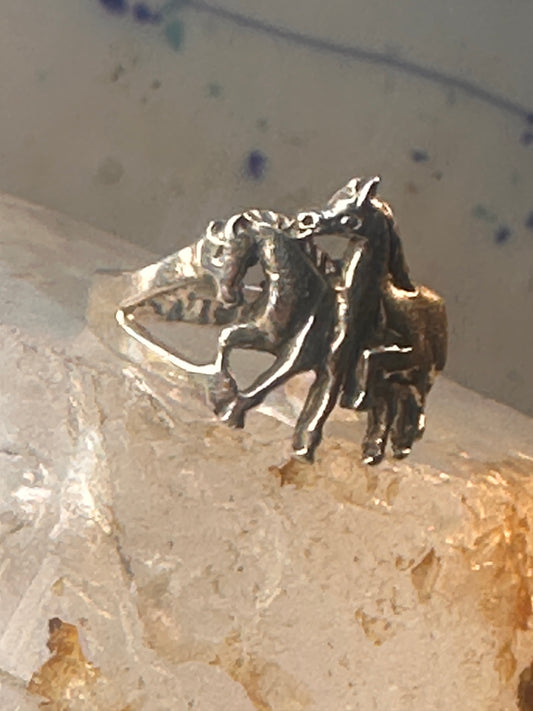 Vintage horse ring 2 horses size 6.5 Sterling silver cowgirl women girls