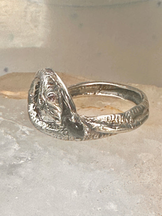Snake ring size 6.50 holding a stone probably onyx purple stone eyes sterling silver women
