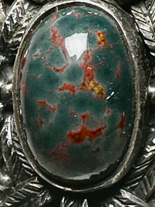 Bloodstone ring size 9.50 sterling silver biker women girls