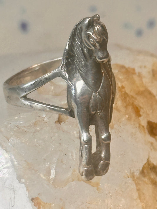 Vintage horse ring size 7.25 Sterling silver cowgirl women girls