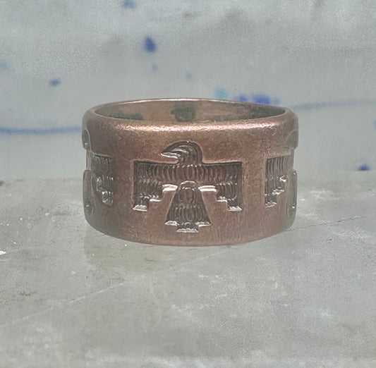 Vintage Bell Trading Co Copper Thunderbird Safari Pinky Band Ring - Size 4.5