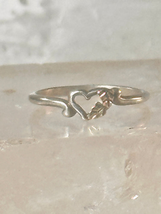 Black Hills Gold ring heart leaves band Valentine love ring size 6.7 Sterling silver women girls