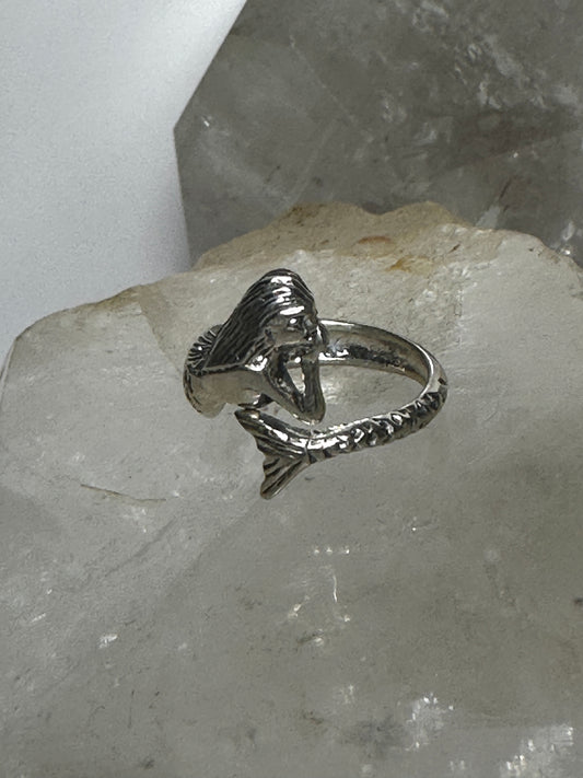 Mermaid ring size 6.75 figurative band sterling silver women girls