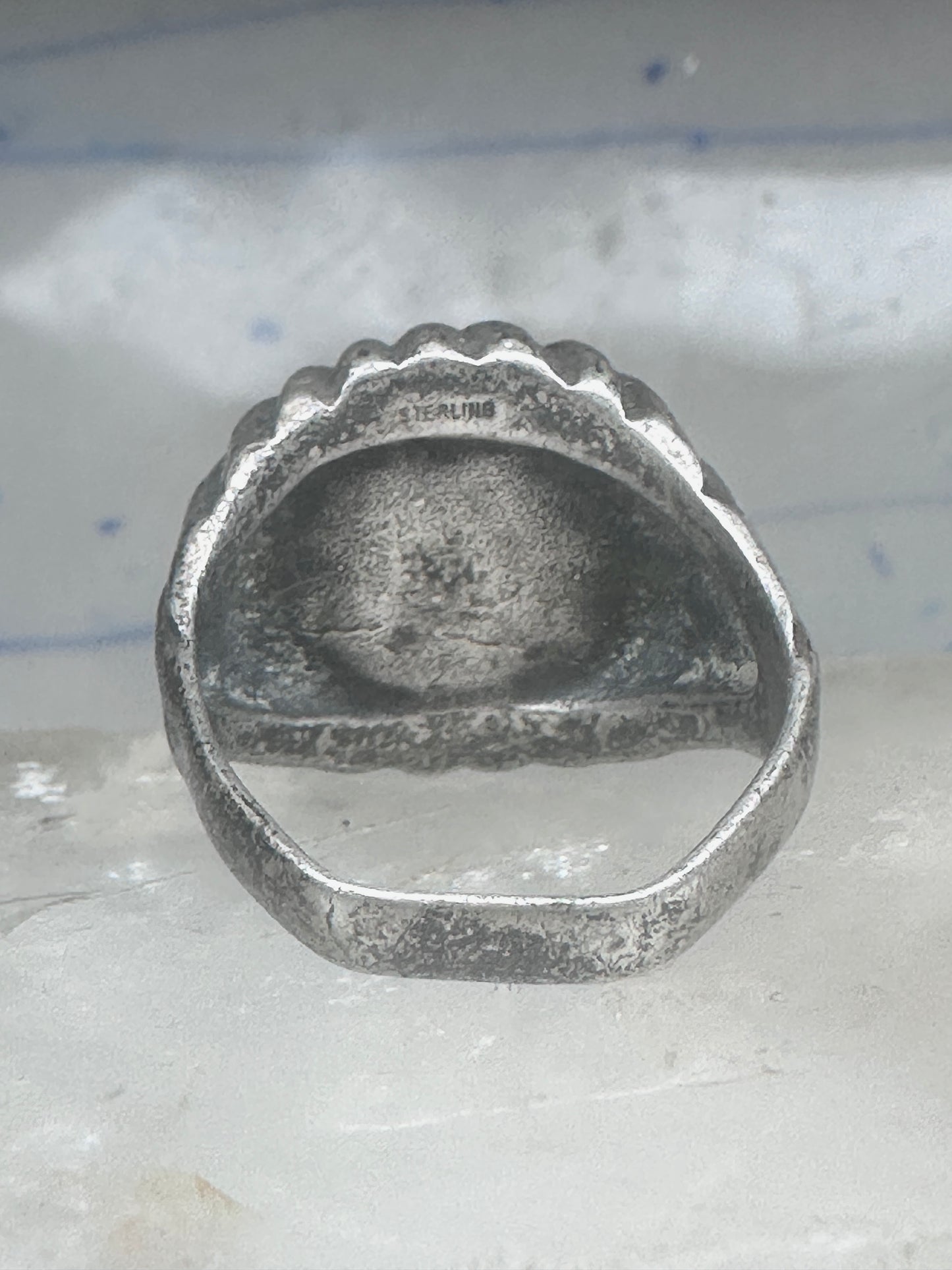 Glass Eye ring brutalist band size 10 sterling silver women men