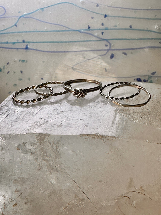 Stacker ring 5 slender bands size 6 sterling silver women girls
