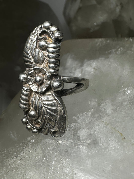 Long squash blossom ring Navajo size 6 sterling silver women girls