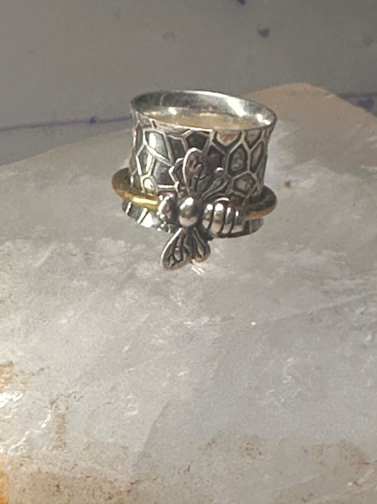 Dragonfly ring insect moves around band size 4.75 sterling silver pinky girls women