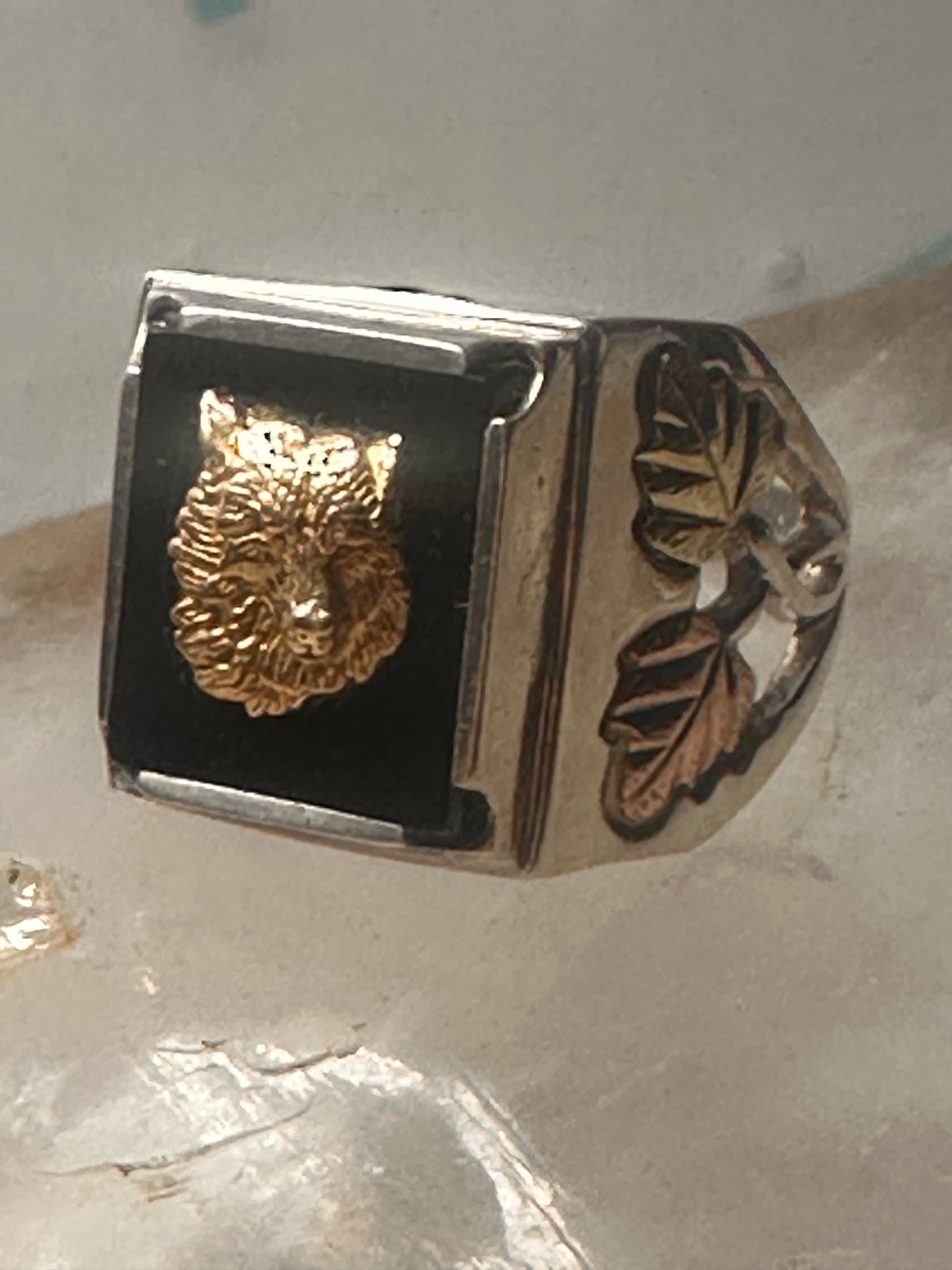 Black Hills Gold Ring wolf leaves size 10 sterling silver women men