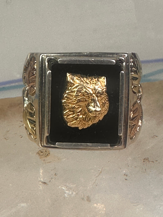 Black Hills Gold Ring wolf leaves size 10 sterling silver women men
