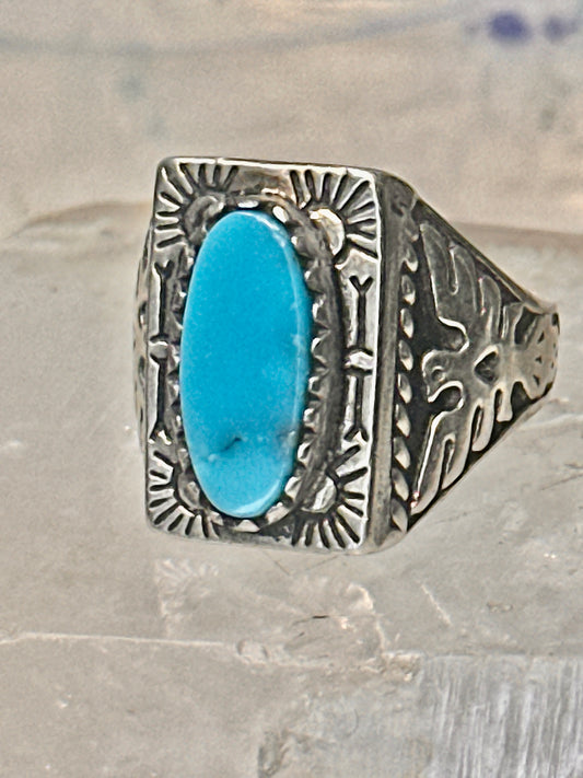 Vintage Bell Trading Post Sterling Silver Turquoise Sunburst Ring Size 10 - Phoenix Stamp
