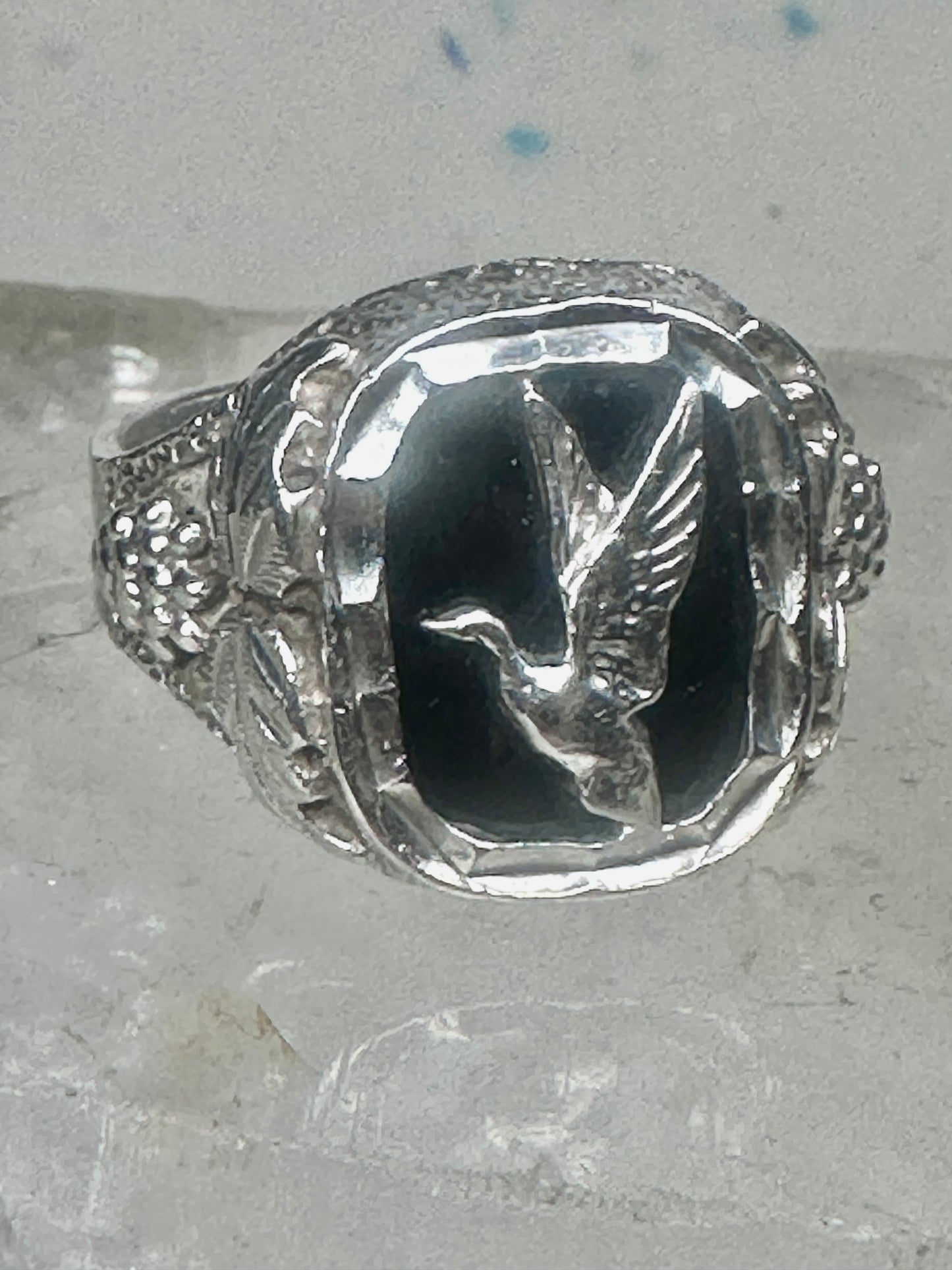 Duck Black Hills Gold ring Onyx size 10.75 sterling silver women men
