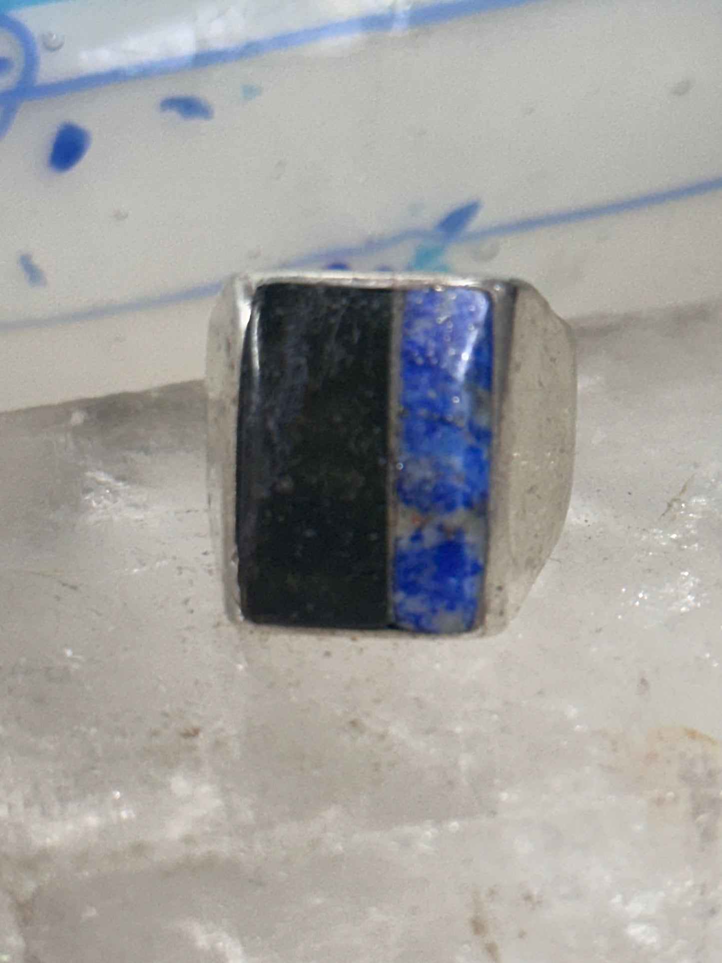 Onyx Sodalite ring size 8.75 southwest sterling silver women men