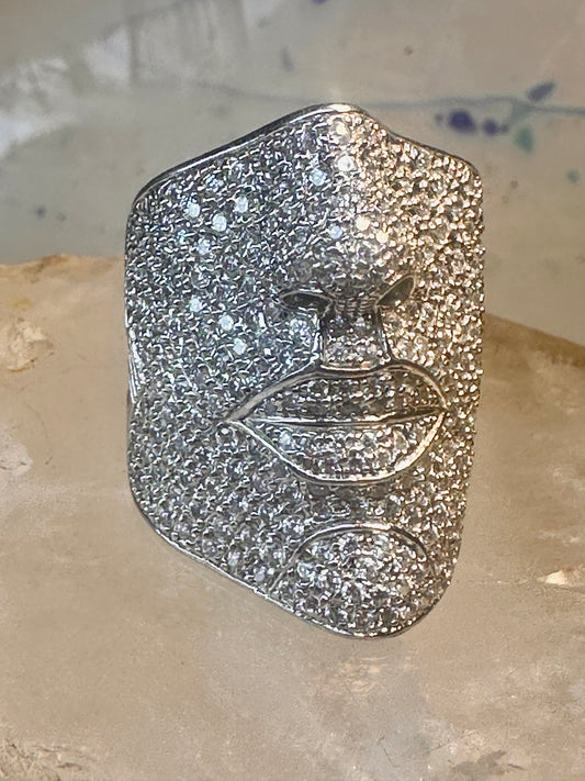 Sonia Bitton ring Face band CZ size 4.50 pinky Sterling silver women