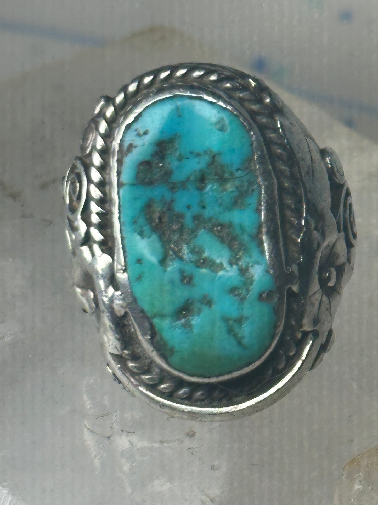 Navajo Ring turquoise size 8.25 floral sterling silver women men