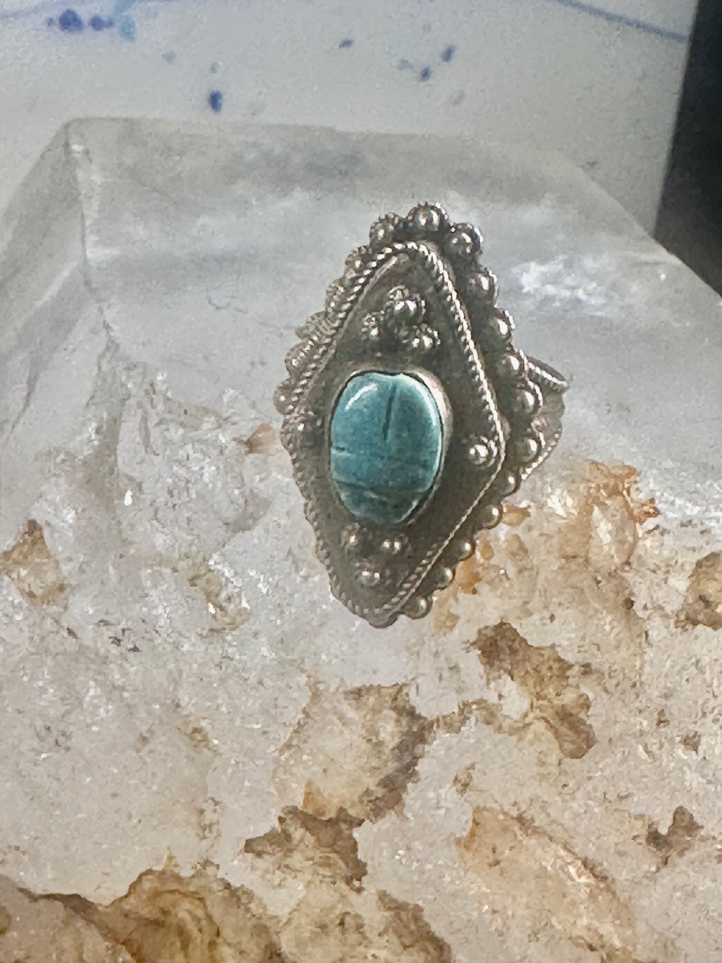 Poison ring Scarab Boho ring size 6.75 sterling silver women