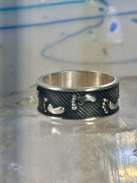 Footprint ring footprints band figurative size 9.50 sterling silver women men