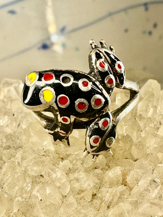 Frog ring Enamel size 5.50 pinky sterling silver women girls