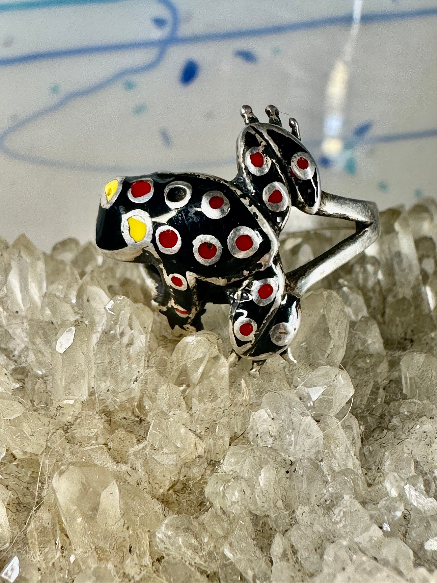 Frog ring Enamel size 5.50 pinky sterling silver women girls