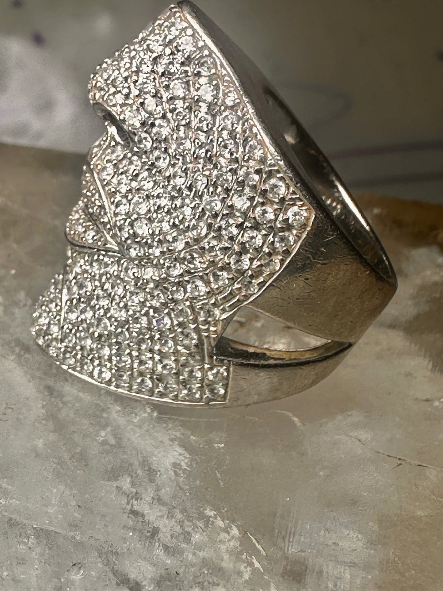 Sonia Bitton ring face pinky CZ band size 4.50 sterling silver women
