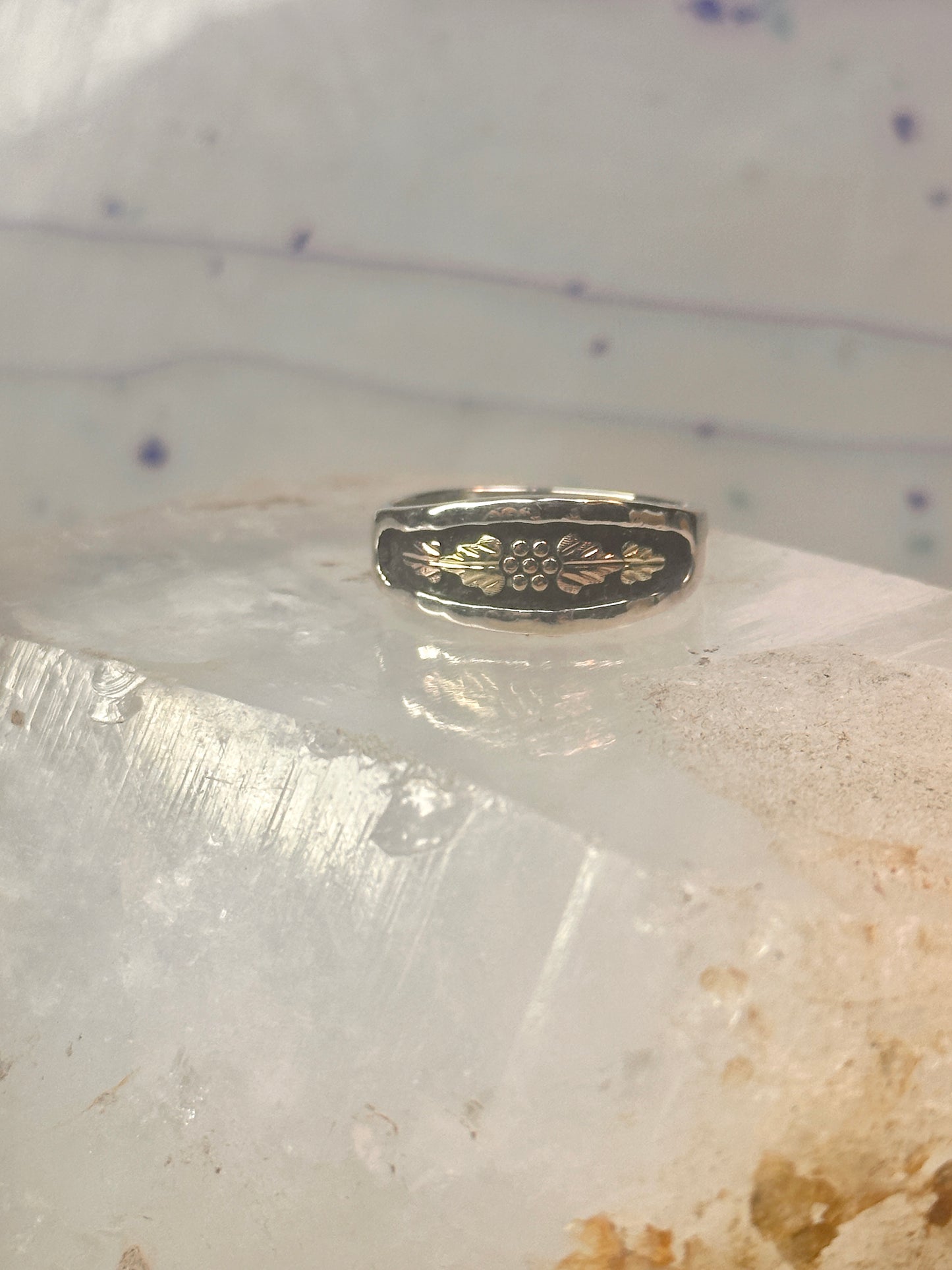 Black Hills Gold ring wedding band leaf size 10.75 sterling silver women men