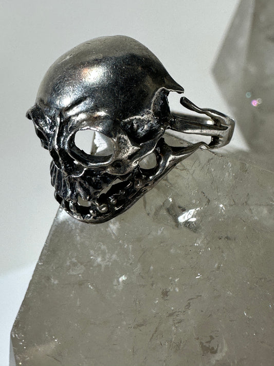 Skull ring size 6.75 sterling silver biker women girls