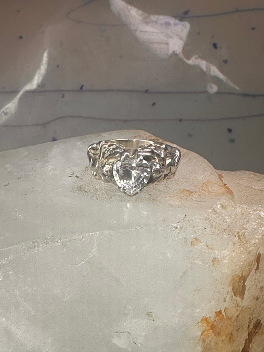 Love Heart Ring Cupid Valentine band size 7 sterling silver women