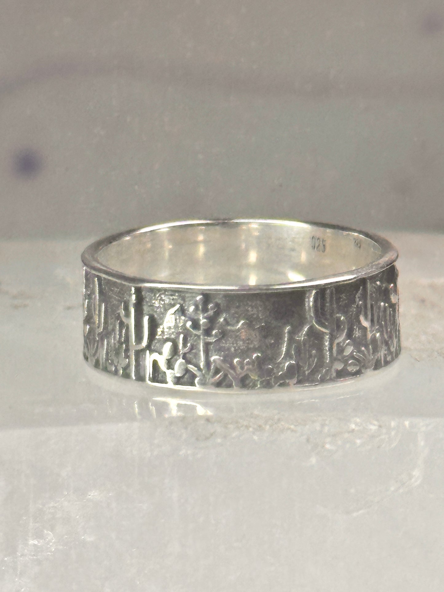 Cactus Ring Cacti southwest band size 7 sterling silver women men