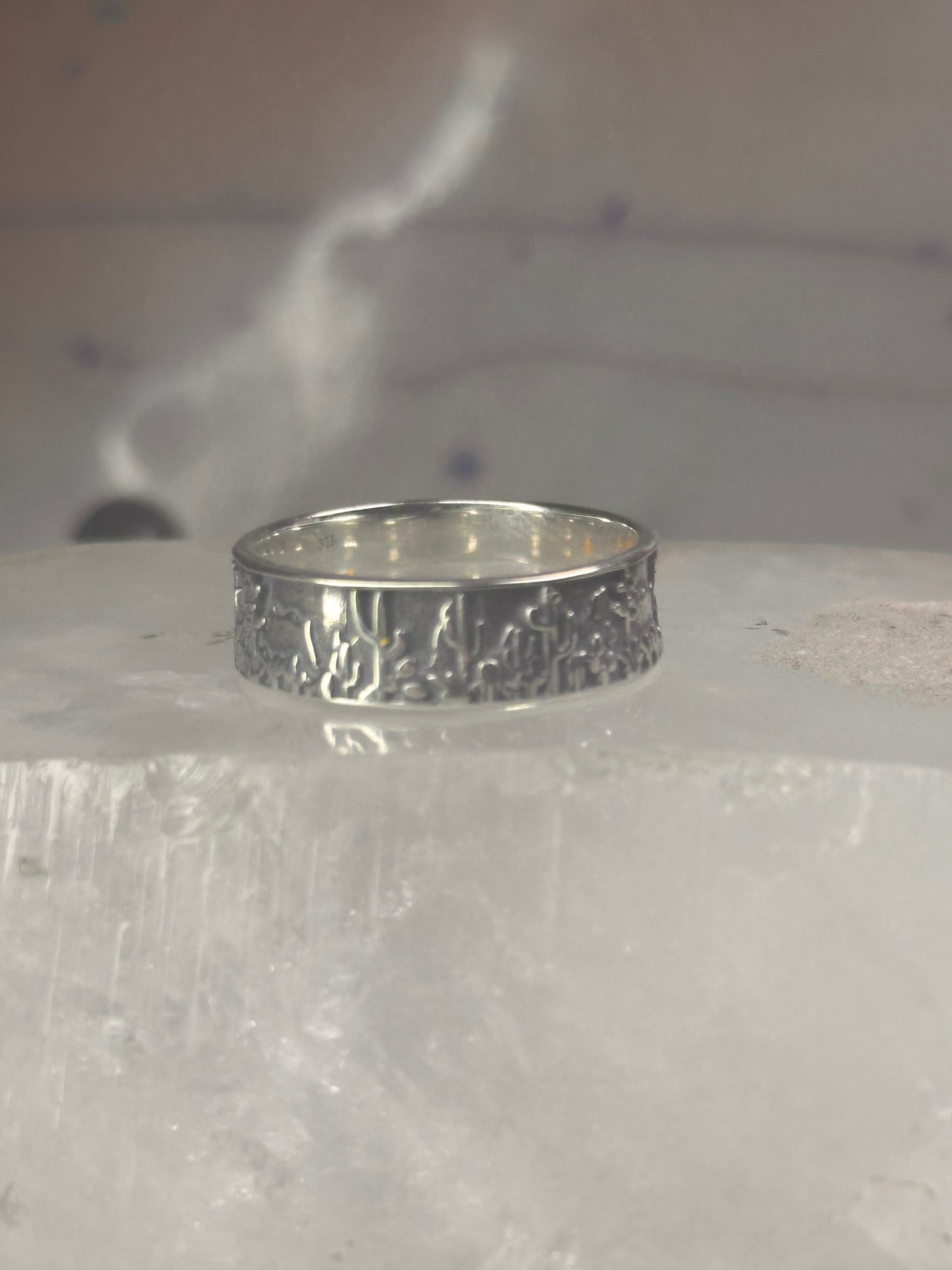 Cactus Ring Cacti southwest band size 9.75 sterling silver women men