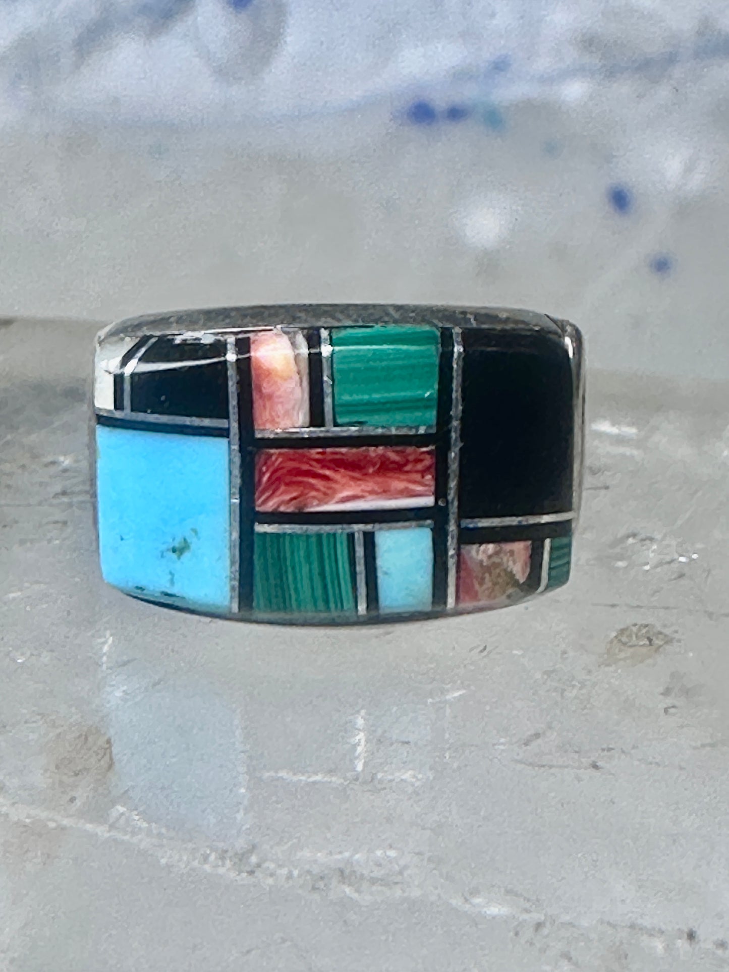 Turquoise ring size 5.75 bear band sterling silver women