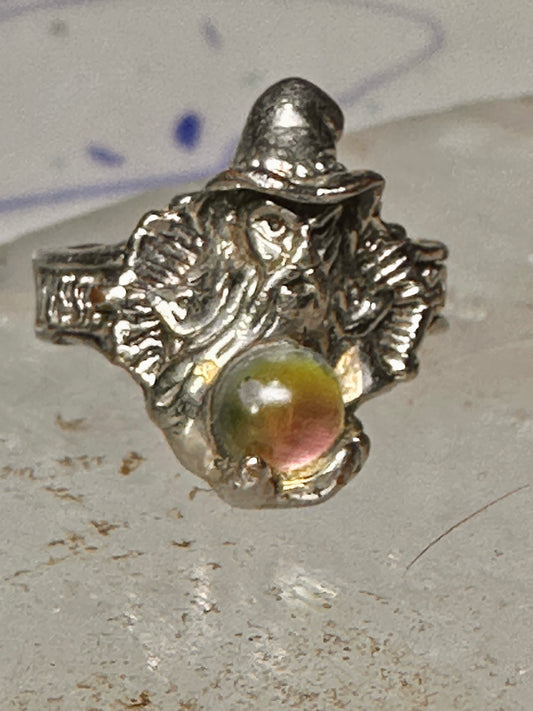 Wizard ring Merlin crystal rainbow band size 6 Silver PLATE women girls
