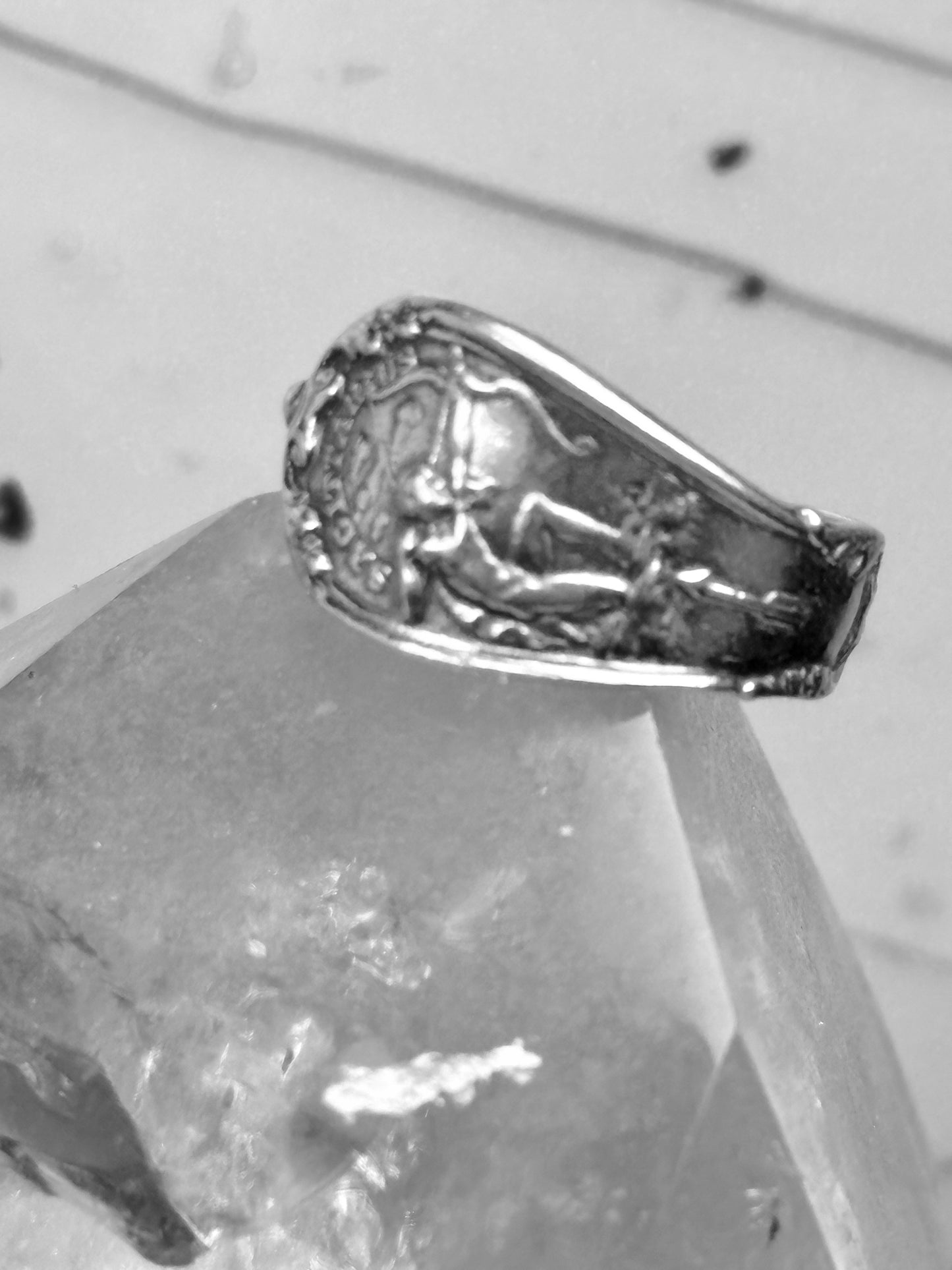 Sagittarius Spoon ring Centaur Archer Nov birthday astrology band size 7.50 sterling