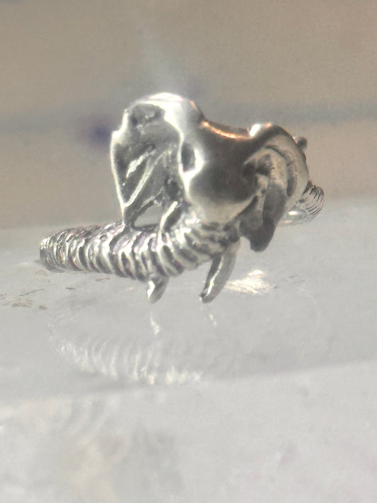 Vintage Elephant ring size 4 delicate band sterling silver pinky women girls