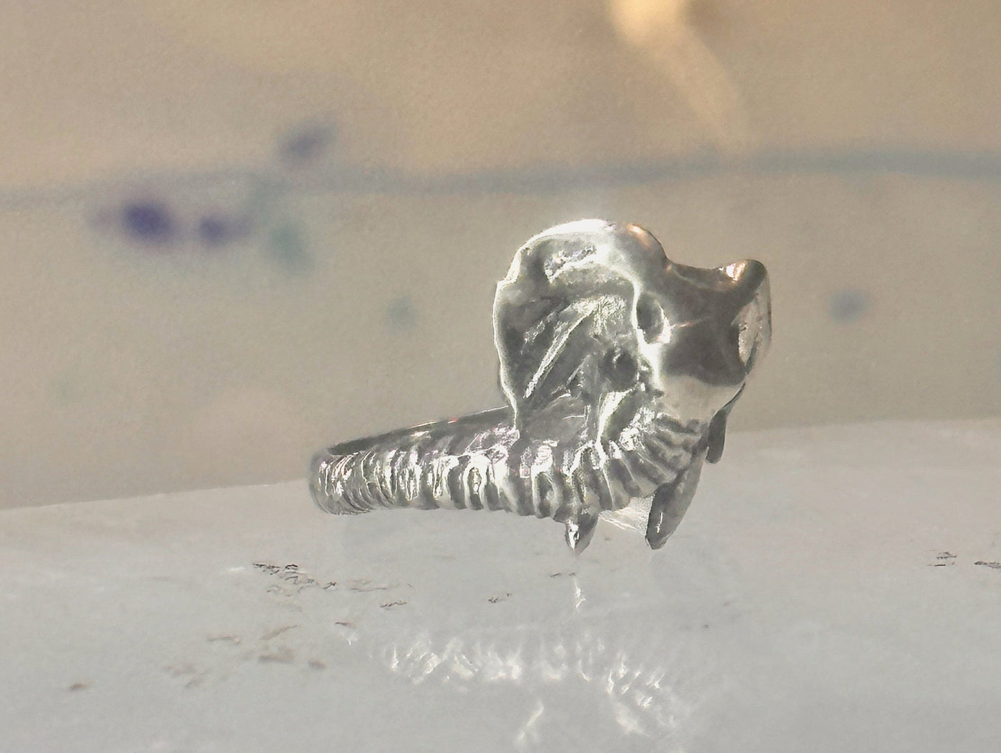 Vintage Elephant ring size 4 delicate band sterling silver pinky women girls