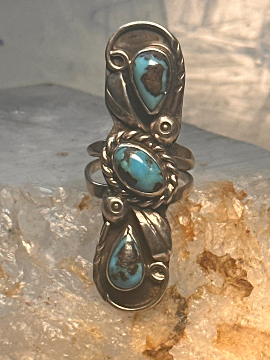 Navajo long ring Turquoise size 5.75 sterling silver women girls