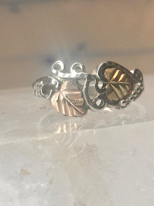 Black Hills Gold ring floral band size 7 sterling silver women girls