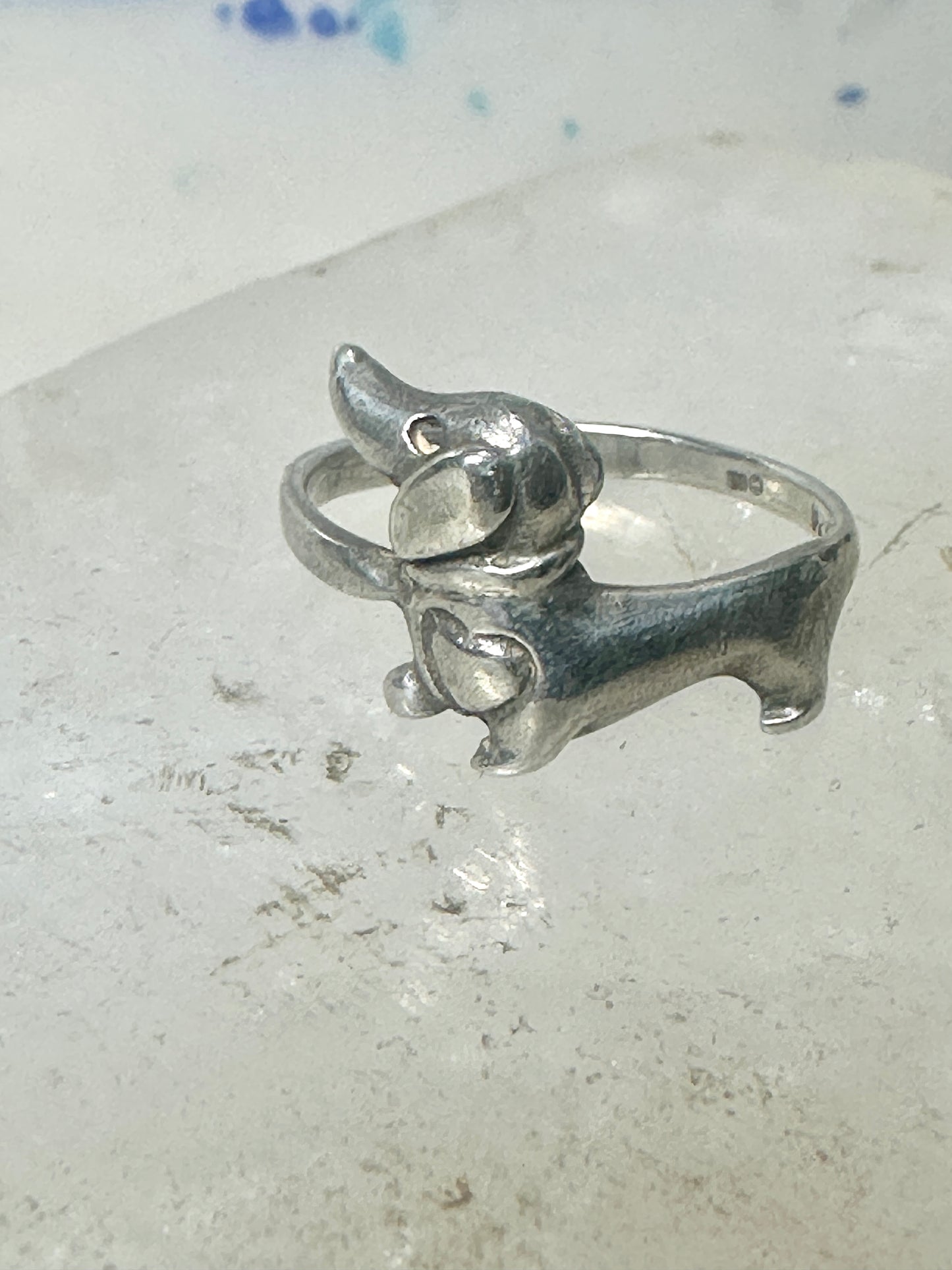 Mini Dachshund ring dog band heart love size 7.75 sterling silver women girls