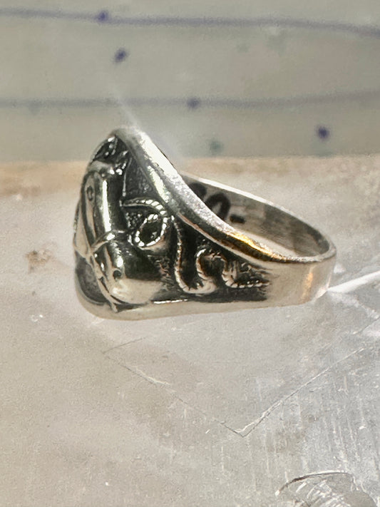 Vintage horse ring by Bell band size 6 Sterling silver cowgirl women girls