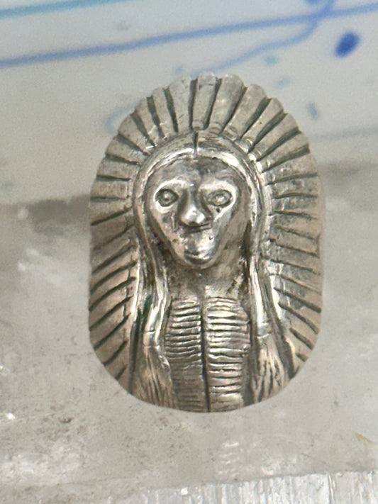 Native American ring Heavy Chief signed Trinity 80 size 6.75 sterling silver women men