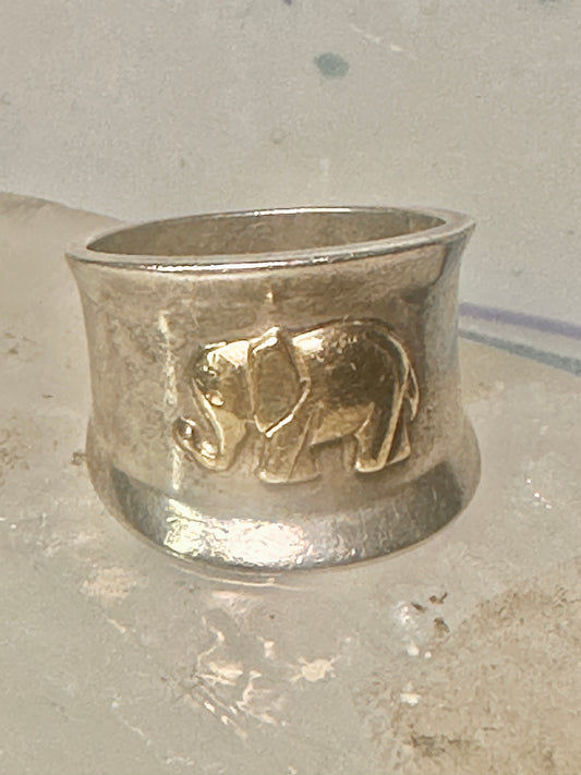 Elephant ring cigar band size 9 Sterling Silver women girls