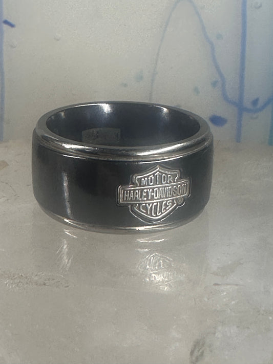 Harley Davidson ring biker sterling silver titanium black shield band size 8.5 men women