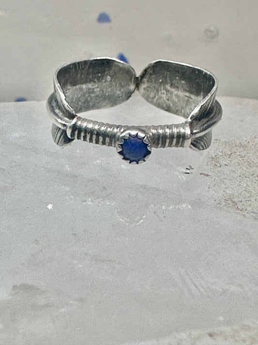 Feather ring blue lapis band southwest size 5 sterling silver women