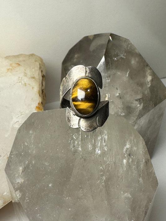 Tiger Eye ring southwest size 7.25 sterling silver women