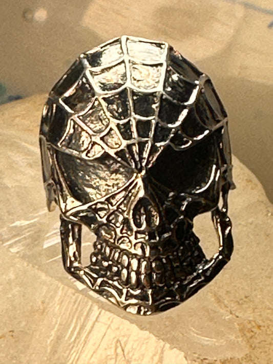 Skull ring biker band spider skull southwest size 10.25 sterling silver men women