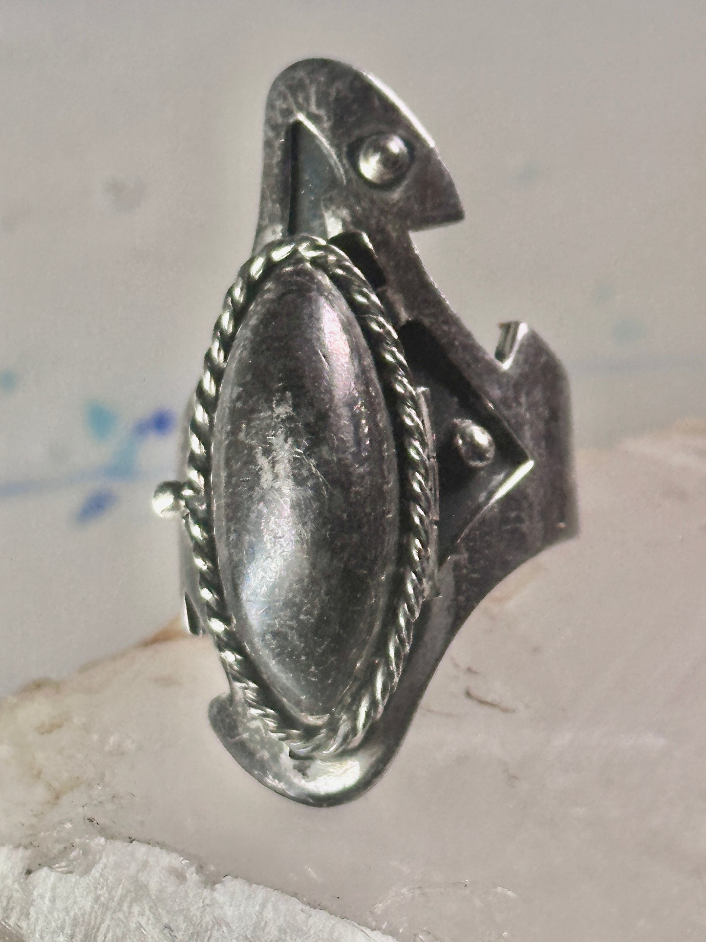 Bird Poison ring Mexico sterling silver size 7.50 women